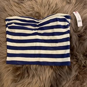 Garage Strapless Striped Crop Top